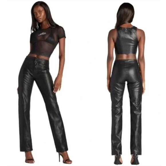 I AM GIA black Front Seam Faux Leather Trousers - Picture 1 of 7
